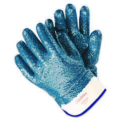 Predator Premium Nitrile-Coated Gloves, Blue/White, Large, 12 Pairs